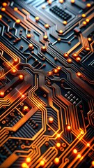 Poster - Illuminated Circuitry: A close-up view of a motherboard, its intricate pathways and glowing processors humming with digital life.