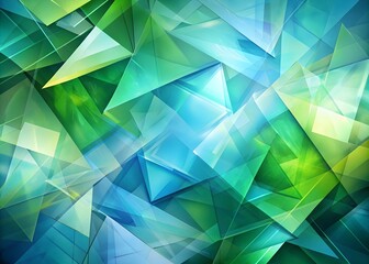 Abstract Geometric Green and Blue Triangles: A vibrant and dynamic abstract background with a stunning blend of green and blue geometric shapes. This design is perfect for creating a sense of movement