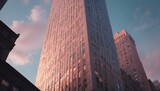 New York skycraper at sunset, USA.