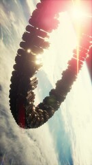 Wall Mural - ufo spaceship hovering in the sky elements furnished by nasa, vertical