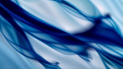 Wall Mural - abstract blue silk satin background with swirling wave of ink pattern, flowing lines, blurry floated wave, liquid fluid. smooth motion waves design. looped animation. seamless footage.