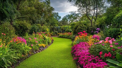 Canvas Print - Captivating Oasis of Vibrant Floral and Lush Green Gardens in Full Bloom 