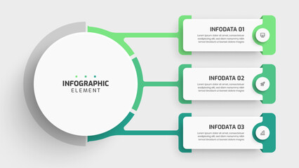 Fototapete - Business Central Circle Infographic Presentation with 3 Rectangle Label Option and Icon