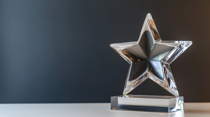  Crystal Star Trophy with Modern Design in a Minimalist Display