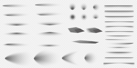 a set of shadows on a transparent background. shadows for posters, flyers, business cards and banner