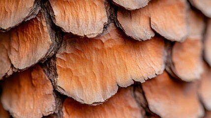 Wall Mural - Macro shot of a white pine's bark, showcasing the flaky, scaly layers and reddish-brown color variations, highlighting the tree's rugged surface