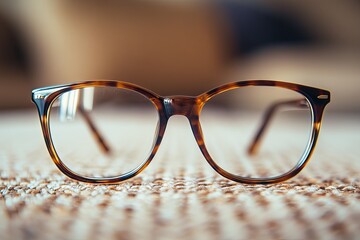 A pair of glasses with a brown frame and a brown lens