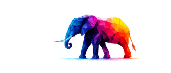 A vibrant, colorful polygonal elephant design showcasing creativity and art in modern style.