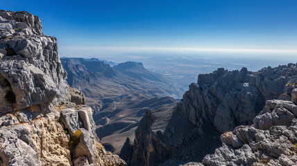 Wall Mural - a view of a plateau mountain with sharp edges and a clear sky