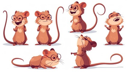 A collection of cartoon mice displaying various cheerful expressions and poses.