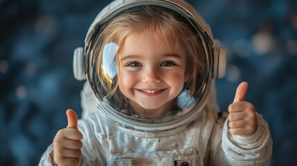 Wall Mural - Portrait photography of a cute little astronaut wi  101 child, kid, childhood, smile, up, people, smiling, hand, person, baby, face, ok, fun, thumb, boy, sign, beauty, one, finger, little, success, ch