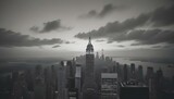 New York skycraper at sunset, USA.