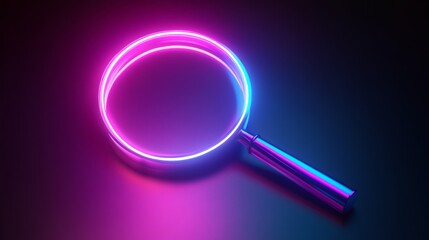 Canvas Print - a purple and blue glowing magnifying glass