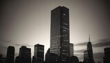 New York skycraper at sunset, USA.