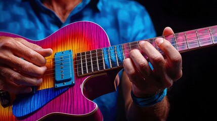 Vivid Colors Detail Guitarist'S Focus, The Performance Intense 