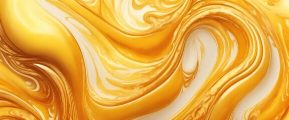 Wall Mural - liquid swirls in beautiful Yellow colors with gold powder luxurious oil paint background