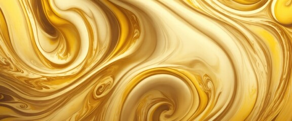 Wall Mural - liquid swirls in beautiful Yellow colors with gold powder luxurious oil paint background