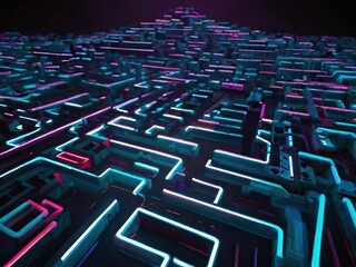 Poster - Glowing neon maze
