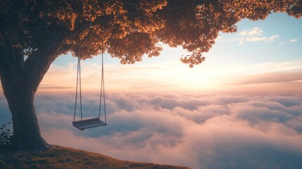 Wall Mural - Swinging Above the Clouds