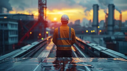 Fototapete - Construction maintenance and safety regulations. Generative AI.
