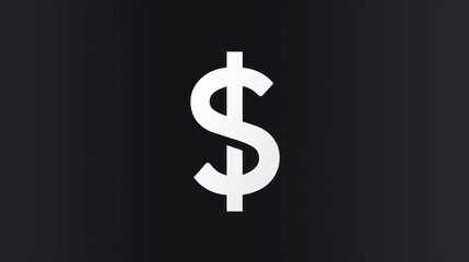 Poster - A bold white dollar sign stands out against a sleek black background, emphasizing themes of money, value, and financial transactions in a minimalist style