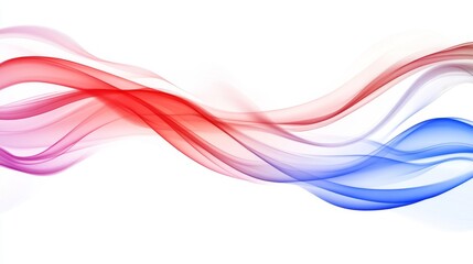 Poster - an abstract wave in blue and red colors with a white background.