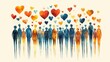 © julija - symbolic illustration of community compassion featuring abstract figures intertwined hands and floating hearts soft warm colors convey support love and unity