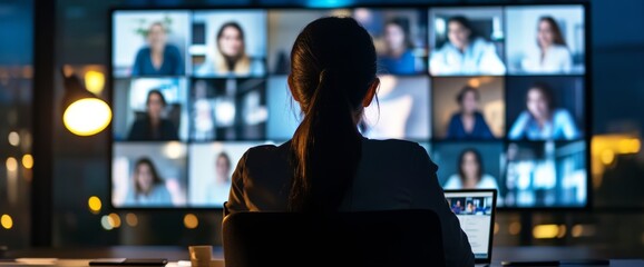 Poster - the image shows several screens showing people's faces in a dimly lit surveillance room.