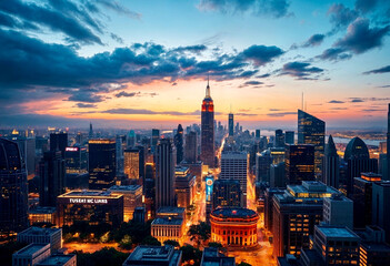 Poster - city skyline at sunset