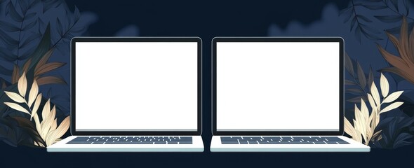 Poster - the laptop screen is flat, modern and designed on a white background, as is the computer screen.