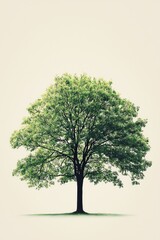 Minimalistic style, tree with green leaves