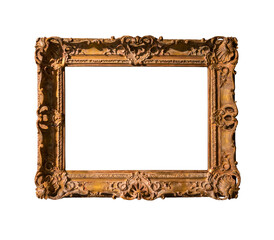 Poster - Blank gold frame isolated on transparent background. Horizontal