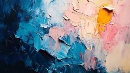 Aufkleber - Abstract art background with heavy brush and palette knife strokes Original art oil on canvas natural color tones : Generative AI