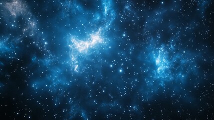 3D rendering of a beautiful blue starry sky background with many stars and nebulae in deep space.