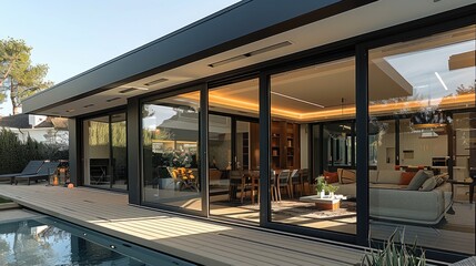 Aufkleber - An innovative solution for aluminum lift-and-slide patio doors. It provides excellent thermal insulation, structural stability and a high level of safety. The door slides smoothly and quietly.