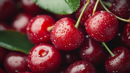 Poster - Red cherries are small juicy fruits with a vibrant red hue Bursting with sweet flavor theyre a summertime favorite perfect for snacking straight from the tree or adding a pop of color  : Generative AI