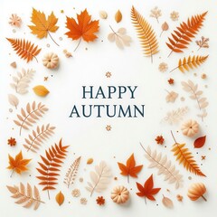 Wall Mural - Elegant Autumn Greeting Card with Seasonal Leaves and Pumpkins - Perfect for Fall Celebrations, Thanksgiving, and Harvest Invitations