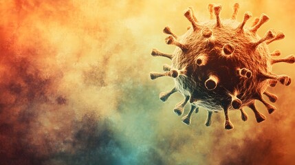 Aufkleber - close up detailed textured rendering of a monkeypox virus cell with muted clinical colors and a grad