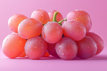 Aufkleber - A cluster of ripe grapes, isolated on a soft pastel purple background, symbolizing the essence of winemaking,