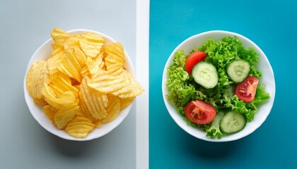 Salad vs chips Healthy lifestyle