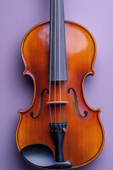 Poster - A violin bow, isolated on a pastel lavender background, symbolizing the grace and skill required for string instruments,