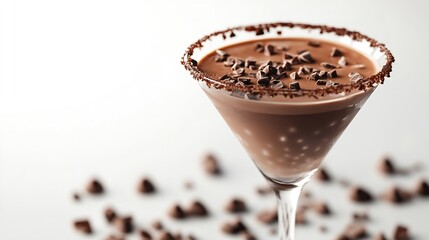 Poster - chocolate martini isolated on white background with chocolate on the rim : Generative AI