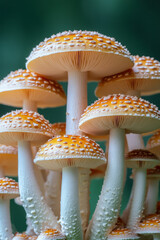 Poster - A field guidebook to mushrooms, isolated on a pastel green background, representing the knowledge needed for safe foraging,