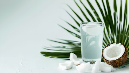 Wall Mural - Coconut water drink isolated on white background