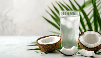 Wall Mural - Coconut water drink isolated on white background