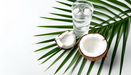 Wall Mural - Coconut water drink isolated on white background