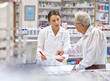 © ArcursForPI/peopleimages.com - Pharmacist, elderly man and document at counter for consultation, medicine prescription and healthcare advice. Woman, customer and paperwork for medical referral, script information and application