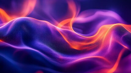 Aufkleber - A mesmerizing interplay of vivid purple and deep blue hues intertwined with ethereal fiery orange streaks resembling cosmic waves in an abstract artistic composition : Generative AI