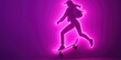 © HelgaQ - Neon Silhouette of Skateboarding Woman in Pink Glow Lighting
