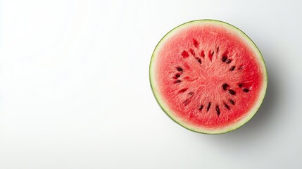 Poster - Red seedless watermelon isolated on white background Top view Flat lay : Generative AI